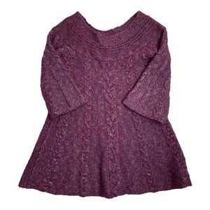 Free People Plum Cable Knit Swing Dress